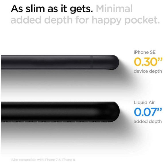 Spigen - Hülle Liquid Air für iPhone 7, 8, SE 2020 & SE 2022, schwarz