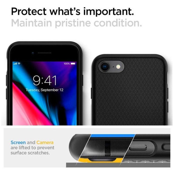 Spigen - Hülle Liquid Air für iPhone 7, 8, SE 2020 & SE 2022, schwarz