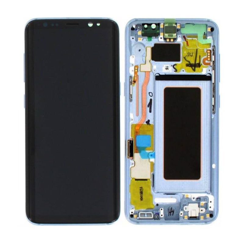 Samsung Galaxy S8 G950F - LCD Display + Touchscreen Front Glas + Rahmen (Koralle Blue) - GH97-20457D, GH97-20473D, GH97-20458D, GH97-20629D Genuine Se