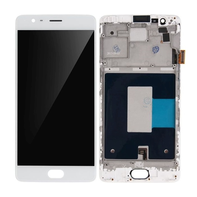 OnePlus 3 - LCD Display + Touchscreen Front Glas + Rahmen (White) TFT