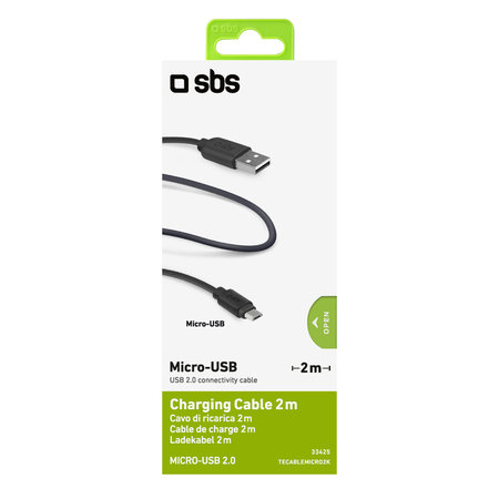 SBS - Micro-USB / USB Kabel (2m), schwarz
