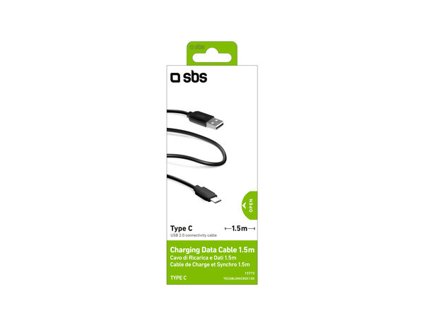 SBS - USB-C / USB Kabel (1.5m), schwarz