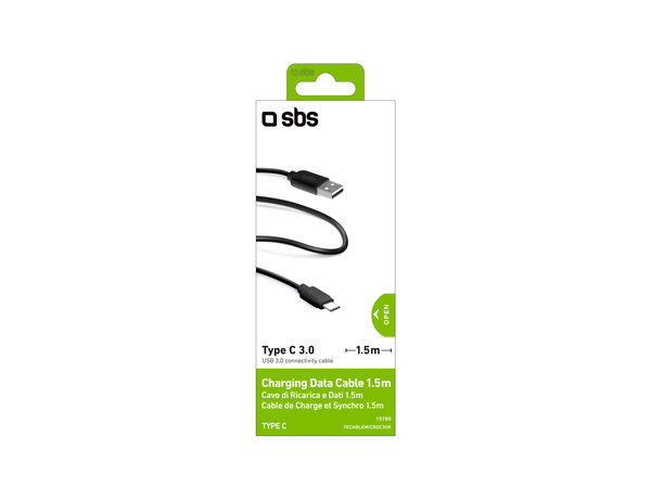 SBS - USB-C / USB Kabel (1.5m), schwarz