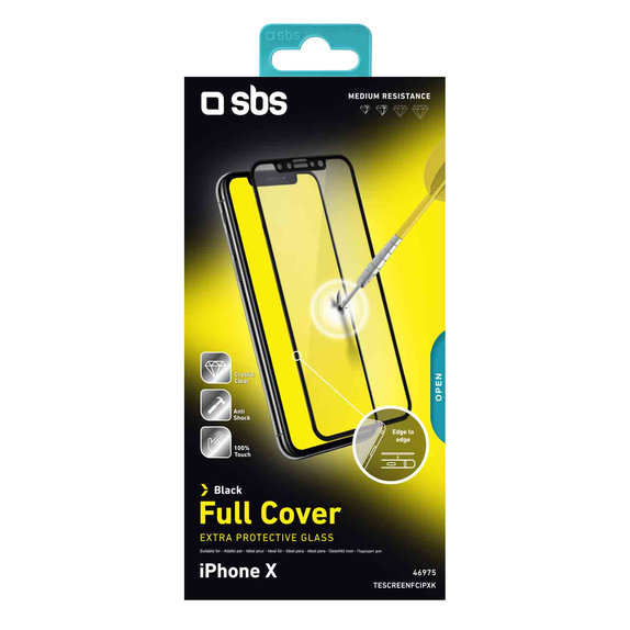 SBS - Gehärtetes Glas Full Cover für iPhone X, XS und 11 Pro, schwarz