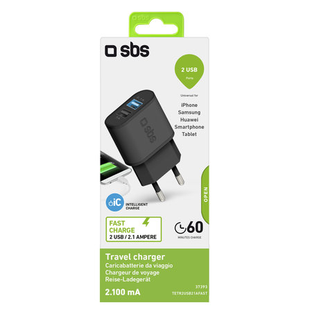 SBS - 10W Ladeadapter 2x USB, schwarz