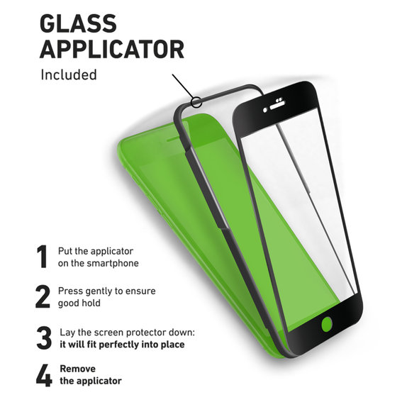 SBS - Gehärtetes Glas 4D Full Glass für iPhone 6, 6s, 7, 8, SE 2020 und SE 2022, schwarz