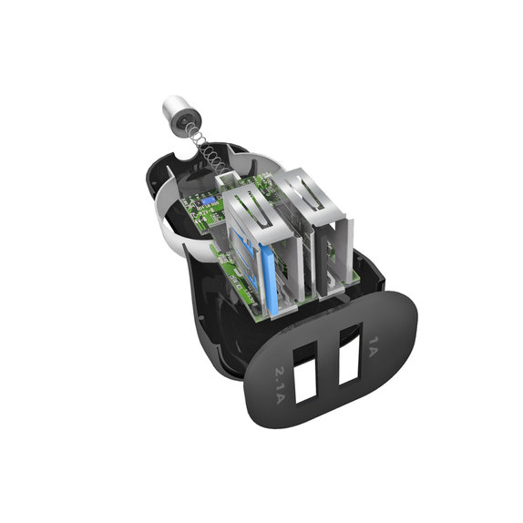SBS - Auto-Ladegerät 2x USB + Kabel USB / USB-C, schwarz