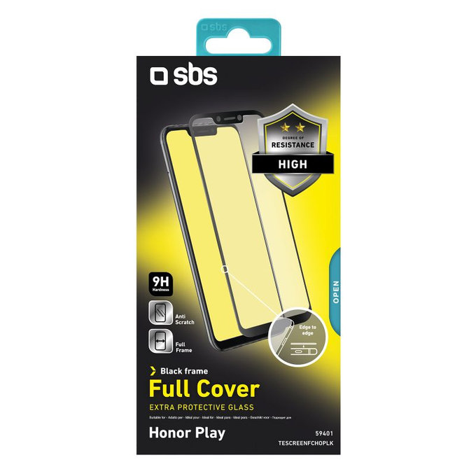 SBS - Gehärtetes Glas Full Cover für Honor Play, schwarz