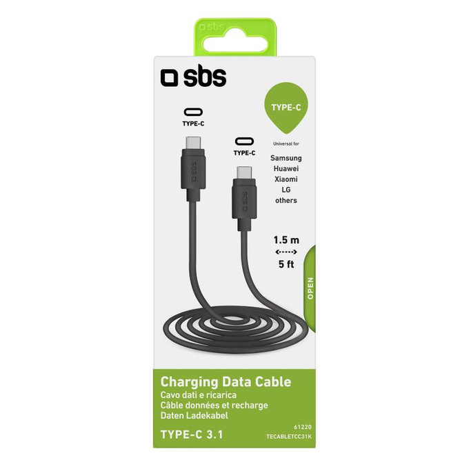 SBS - USB-C / USB-C Kabel (1.5m), schwarz