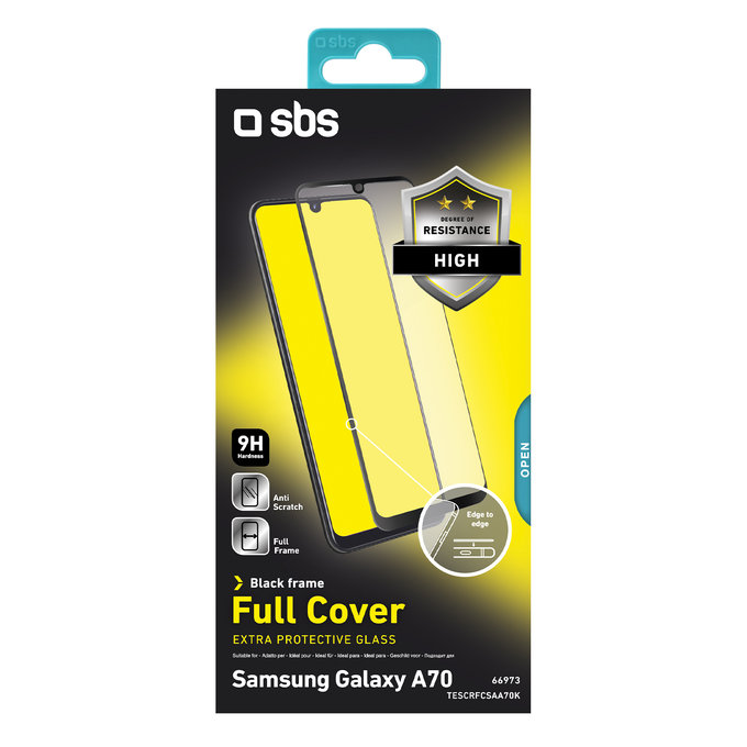 SBS - Gehärtetes Glas Full Cover für Samsung Galaxy A70, schwarz