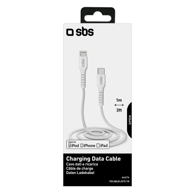 SBS - Lightning / USB-C Kabel (1m), weiß