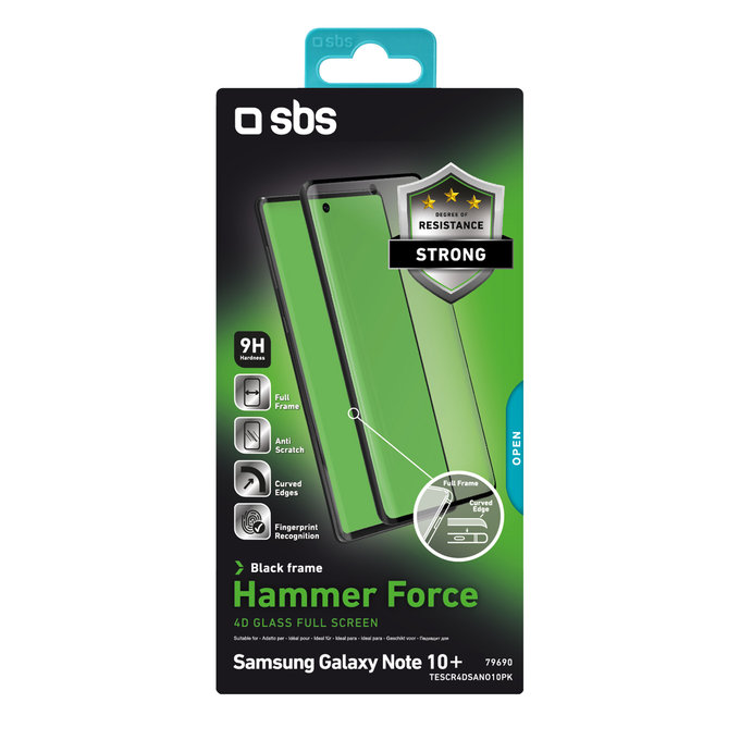 SBS - Gehärtetes Glas 4D Full Glass Case Friendly für Samsung Galaxy Note 10+, schwarz