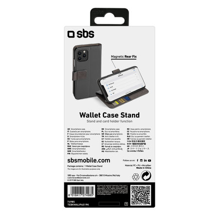 SBS - Fall Wallet Stand für iPhone 11 Pro Max, schwarz