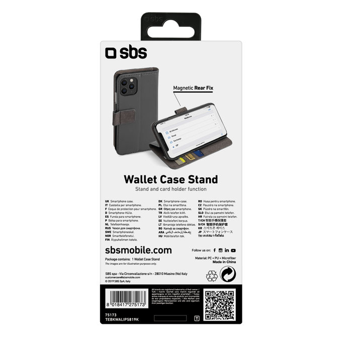 SBS - Fall Wallet Stand für iPhone 11 Pro, schwarz