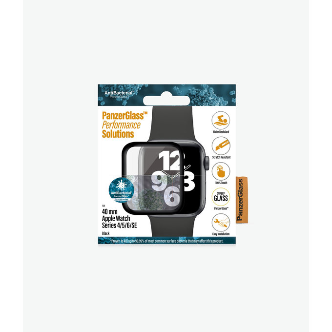 PanzerGlass - Gehärtetes Glas Full Silicone für Apple Watch Series 4, 5, 6, SE (1st gen) und SE (2nd gen) 40mm, schwarz