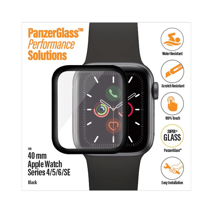 PanzerGlass - Gehärtetes Glas Full Silicone für Apple Watch Series 4, 5, 6, SE (1st gen) und SE (2nd gen) 40mm, schwarz