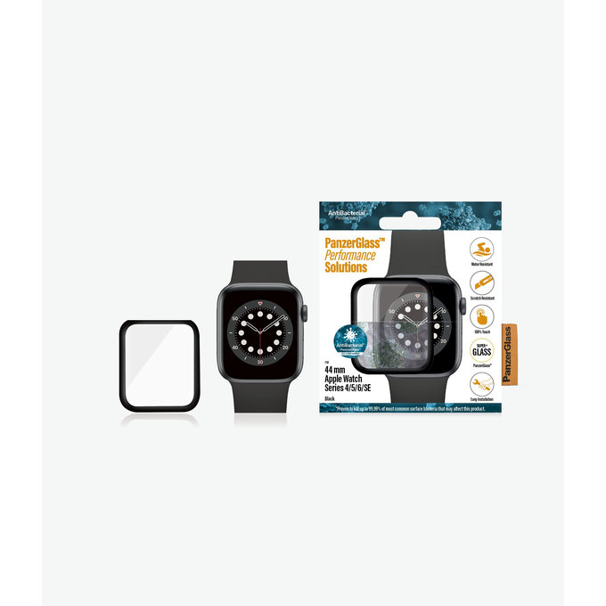 PanzerGlass - Gehärtetes Glas Full Silicone für Apple Watch Series 4, 5, 6, SE (1st gen) und SE (2nd gen) 44mm, schwarz