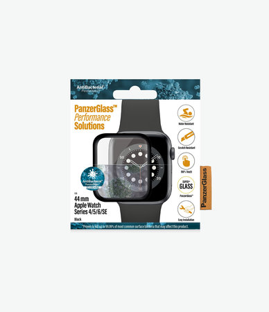 PanzerGlass - Gehärtetes Glas Full Silicone für Apple Watch Series 4, 5, 6, SE (1st gen) und SE (2nd gen) 44mm, schwarz
