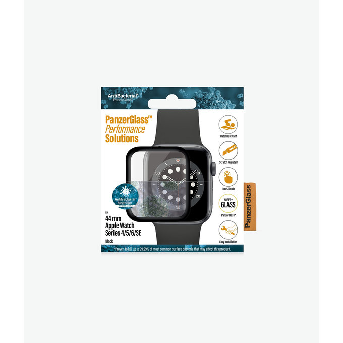PanzerGlass - Gehärtetes Glas Full Silicone für Apple Watch Series 4, 5, 6, SE (1st gen) und SE (2nd gen) 44mm, schwarz