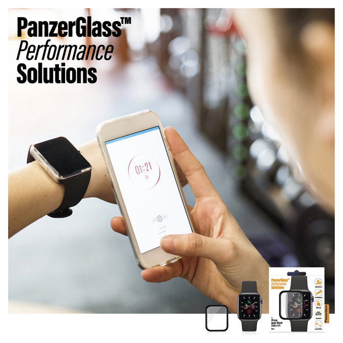 PanzerGlass - Gehärtetes Glas Full Silicone für Apple Watch Series 4, 5, 6, SE (1st gen) und SE (2nd gen) 44mm, schwarz