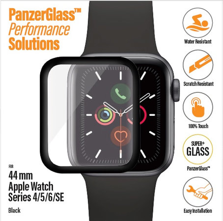 PanzerGlass - Gehärtetes Glas Full Silicone für Apple Watch Series 4, 5, 6, SE (1st gen) und SE (2nd gen) 44mm, schwarz
