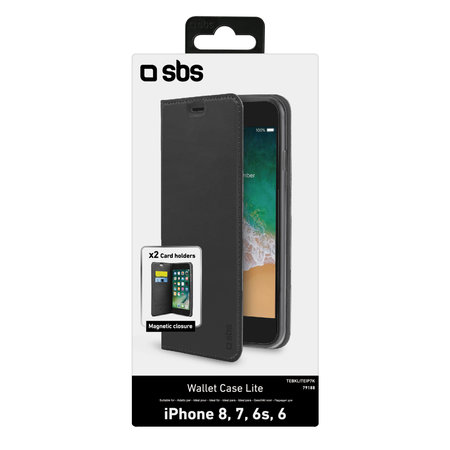 SBS - Fall Book Wallet Lite für iPhone 6, 6s, 7, 8, SE 2020 und SE 2022, schwarz