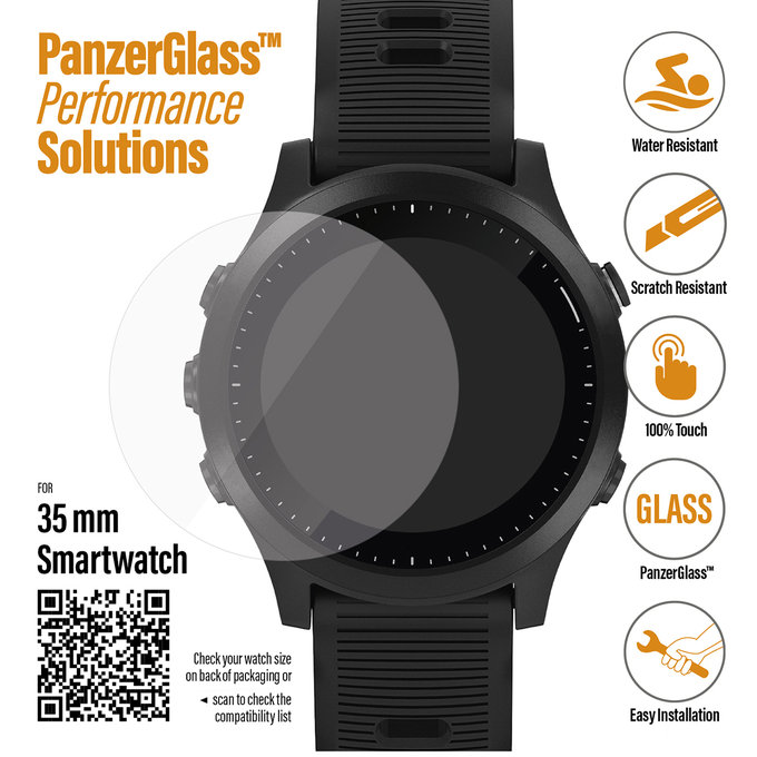 PanzerGlass - Universelles gehärtetes Glas Flachglas für Smartwatch (35 mm), transparent