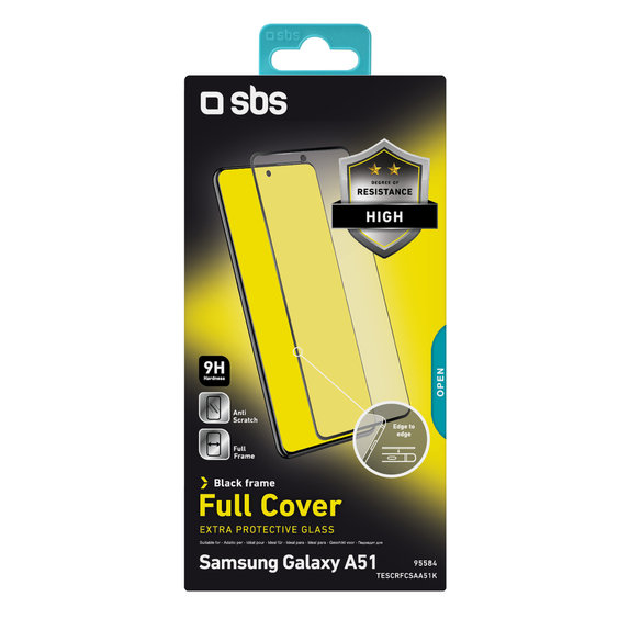 SBS - Gehärtetes Glas Full Cover für Samsung Galaxy A51, A52 und A52 5G, schwarz