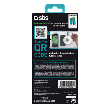 SBS - Gehärtetes Glas 4D Full Glass für Xiaomi Mi Note 10, Mi Note 10 Pro, schwarz