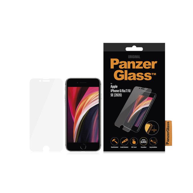 PanzerGlass - Gehärtetes Glas Standard Fit für iPhone SE 2020, 8, 7, 6s, 6, transparent