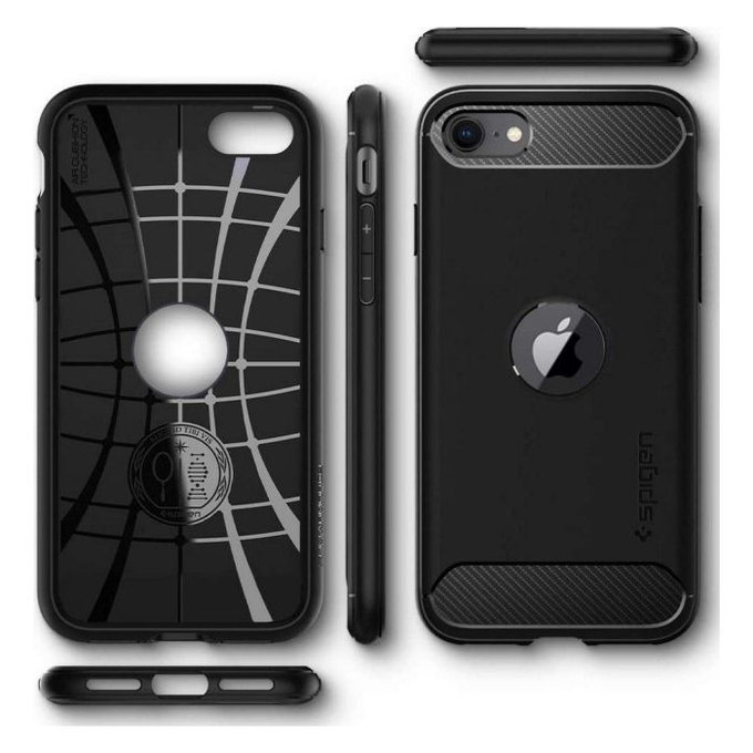 Spigen - Hülle Rugged Armor für iPhone SE 2020 & SE 2022, schwarz