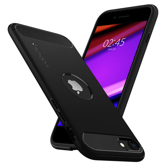Spigen - Hülle Rugged Armor für iPhone SE 2020 & SE 2022, schwarz