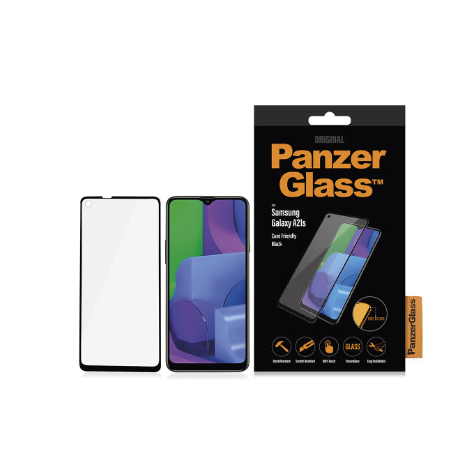 PanzerGlass - Gehärtetes Glas Case Friendly für Samsung Galaxy A21s, schwarz
