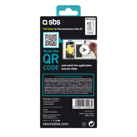 SBS - Gehärtetes Glas Full Cover für Galaxy Note 20, schwarz