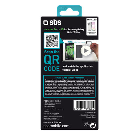 SBS - Gehärtetes Glas 4D Full Glass für Galaxy Note 20 Ultra, schwarz