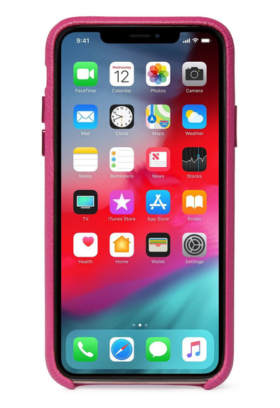 Decoded Leather Back Cover Ledertasche für iPhone X / Xs, pink