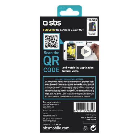 SBS - Gehärtetes Glas Full Cover für Samsung Galaxy M21, schwarz