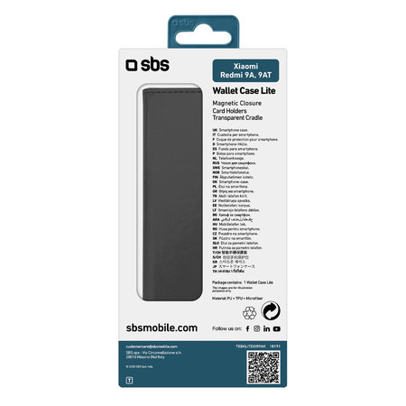 SBS - Fall Book Wallet Lite für Xiaomi Redmi 9A, 9AT, schwarz