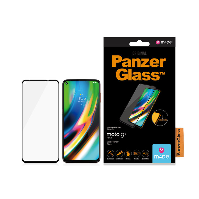PanzerGlass - Gehärtetes Glas Case Friendly für Motorola Moto G9 Plus, schwarz