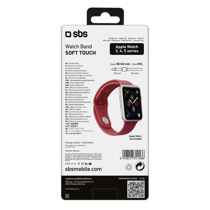 SBS - Armband für Apple Watch 40 mm, Größe M / L, rot