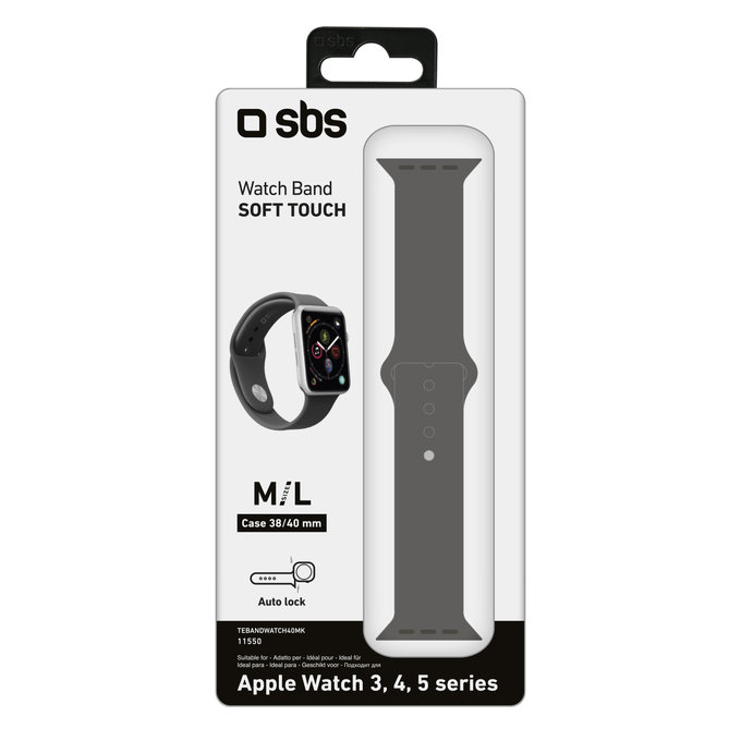 SBS - Armband für Apple Watch 40 mm, Größe M / L, schwarz