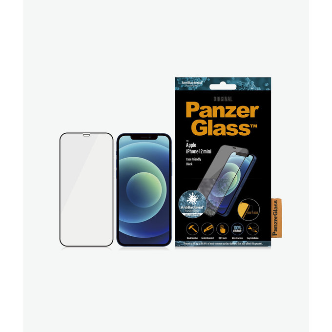 PanzerGlass - Gehärtetes Glas Case Friendly AB für iPhone 12 mini, schwarz