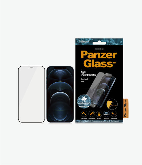 PanzerGlass - Gehärtetes Glas Case Friendly AB für iPhone 12 Pro Max, schwarz