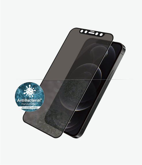 PanzerGlass - Gehärtetes Glas Privacy Case Friendly AB für iPhone 12 und 12 Pro, schwarz