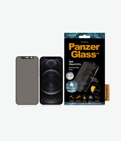 PanzerGlass - Gehärtetes Glas Privacy Case Friendly CamSlider AB für iPhone 12 und 12 Pro, schwarz