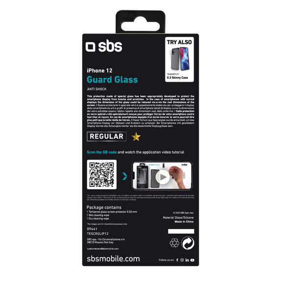 SBS - Gehärtetes Glas für iPhone 12 mini, transparent
