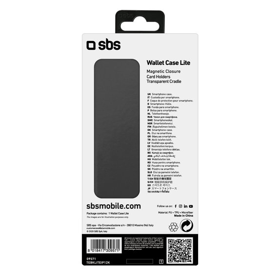 SBS - Fall Book Wallet Lite für iPhone 12 mini, schwarz