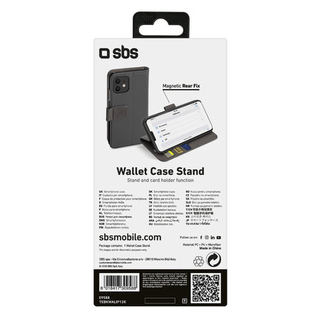 SBS - Book Wallet Case für iPhone 12 mini, schwarz