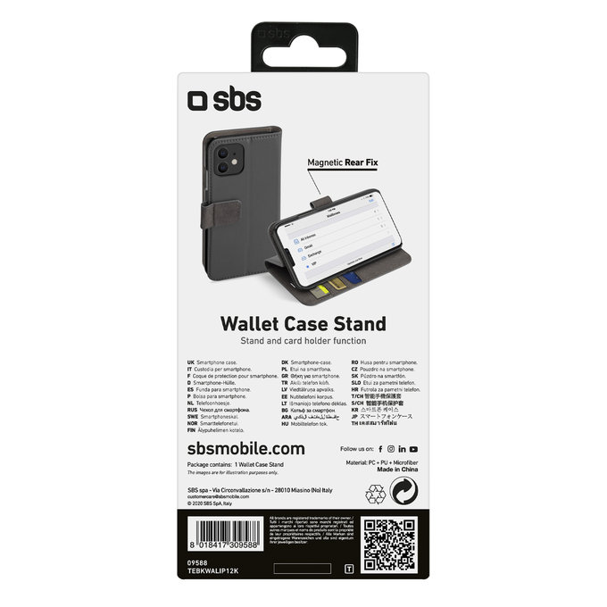 SBS - Book Wallet Case für iPhone 12 mini, schwarz