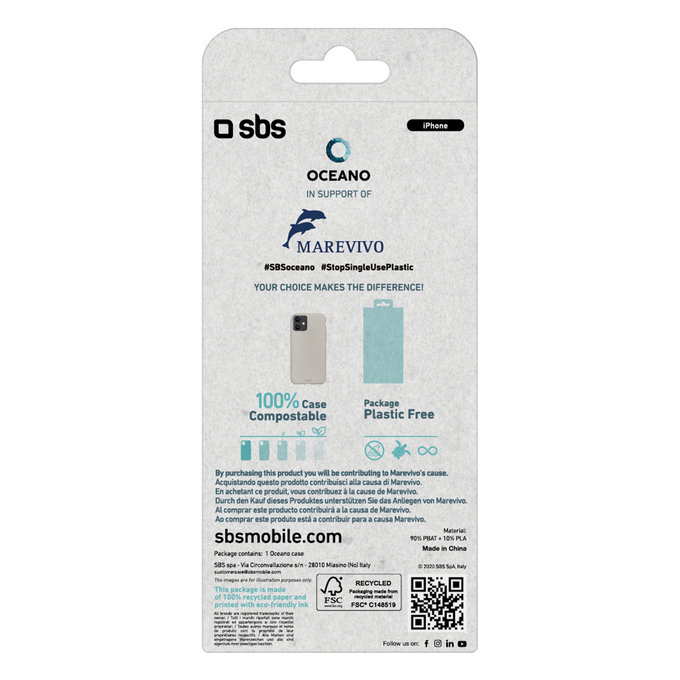 SBS - Fall Oceano für iPhone 12 mini, 100% kompostierbar, weiß